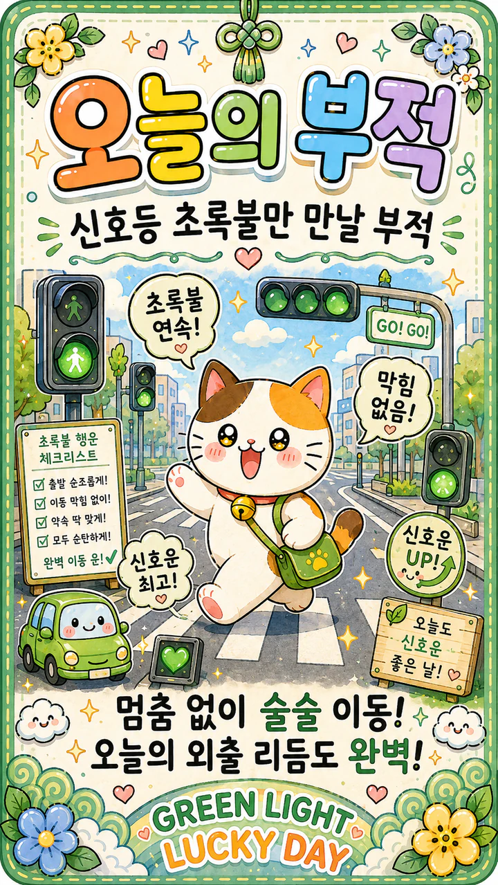 신호등 초록불만 만날 부적 그림